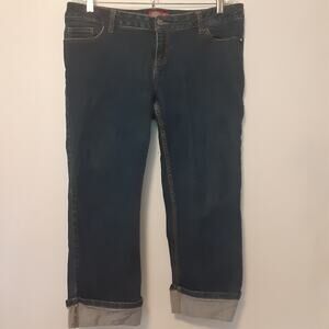 Dickies Jeans Womens Size 17 Rolled Hem Dark Blue Work Casual Stretch